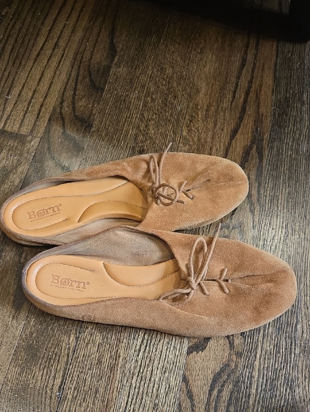 Born Flats Bianca Suede Leather Cognac Mules Slides 11